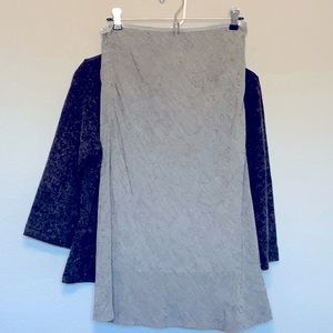 Wool Blend Cardigan & Viscose / Wool Blend Lined Skirt Set With Velvet-Like Trim